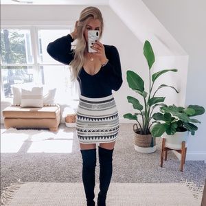 Express Aztec Pattern Sequin Stretch Mini Skirt